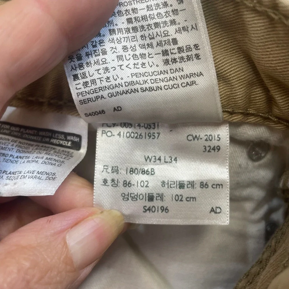 Levi's Pants Mens 34x34 Tan 514 Straight Fit Khaki Twill Trousers 00514-0531